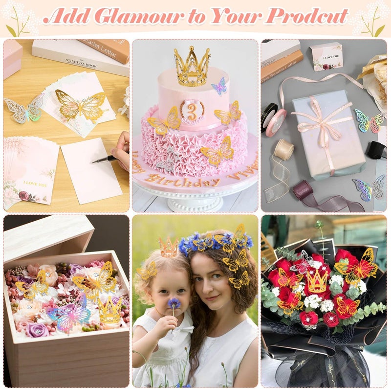 Tetutor 366 pcs Flower Bouquet Wrapping Paper,Waterproof Flower Floral Wrapping Paper Bouquet Sheets With Ribbons Pins 3D Butterflies and Crowns for Florist Wrap - Image 5